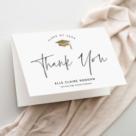 Einfache Script-Schwarz-Weiß-Foto-Abschluss Dankeskarte