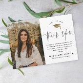 Einfache Script-Schwarz-Weiß-Foto-Abschluss Dankeskarte