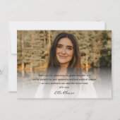 Einfache Script-Schwarz-Weiß-Foto-Abschluss Dankeskarte (Rückseite)