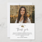 Einfache Script-Schwarz-Weiß-Foto-Abschluss Dankeskarte (Vorderseite)