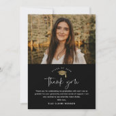 Einfache Script-Schwarz-Weiß-Foto-Abschluss Dankeskarte (Vorderseite)