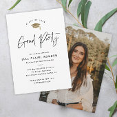 Einfache Script-Schwarz-Weiß-Foto-Graduierungspart Einladung