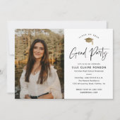 Einfache Script-Schwarz-Weiß-Foto-Graduierungspart Einladung (Vorderseite)