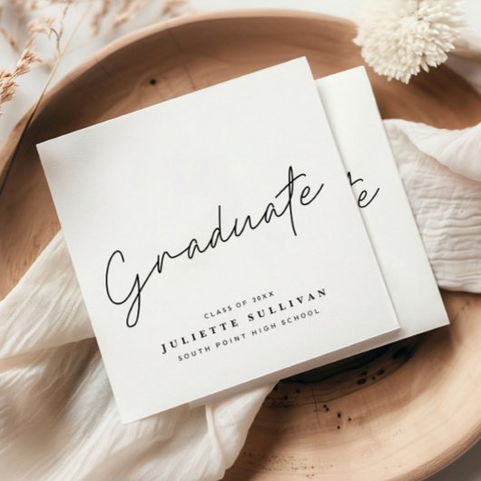 Einfache Script-Schwarz-Weiß-Graduierungspartei Serviette