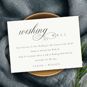 Einfache Script Schwarz & Weiß Hochzeit wünschend  Begleitkarte