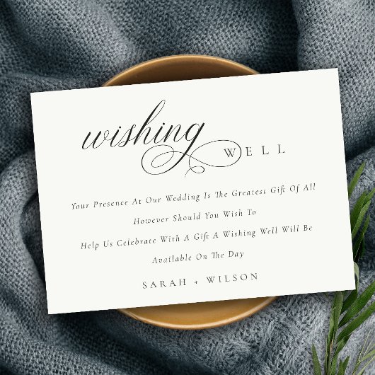 Einfache Script Schwarz & Weiß Hochzeit wünschend  Begleitkarte