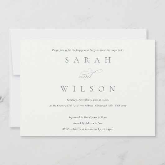 Einfache Script-Schwarz-weiße Engagement-Partei ei Dankeskarte (Vorderseite)