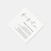 Einfache Script-Schwarz-weiße Hochzeitsspass-Fakte Serviette (Ecke)