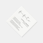 Einfache Script-Schwarz-weiße Hochzeitsspass-Fakte Serviette (Ecke)