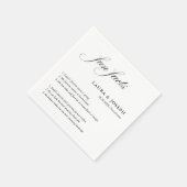 Einfache Script-Schwarz-weiße Hochzeitsspass-Fakte Serviette (Ecke)
