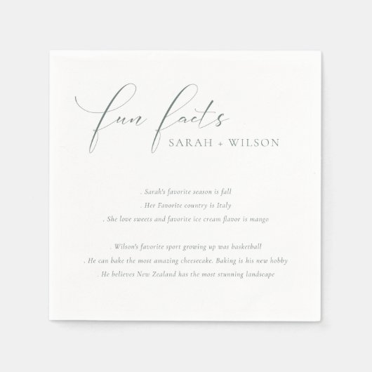 Einfache Script-Schwarz-weiße Hochzeitsspass-Fakte Serviette (Vorderseite)