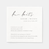 Einfache Script-Schwarz-weiße Hochzeitsspass-Fakte Serviette (Vorderseite)