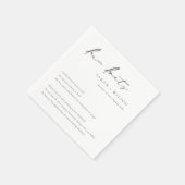 Einfache Script-Schwarz-weiße Hochzeitsspass-Fakte Serviette (Ecke)