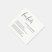 Einfache Script-Schwarz-weiße Hochzeitsspass-Fakte Serviette (Ecke)
