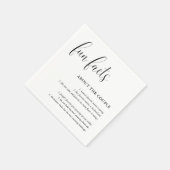 Einfache Script-Schwarz-weiße Hochzeitsspass-Fakte Serviette (Ecke)
