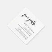 Einfache Script-Schwarz-weiße Hochzeitsspass-Fakte Serviette (Ecke)