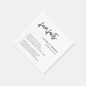 Einfache Script-Schwarz-weiße Hochzeitsspass-Fakte Serviette (Ecke)