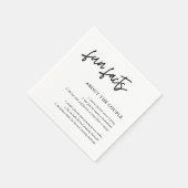 Einfache Script-Schwarz-weiße Hochzeitsspass-Fakte Serviette (Ecke)