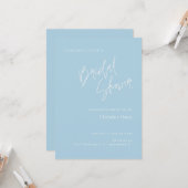 Einfache Script Soft Blue Bridal Dusche Einladung (Vorderseite/Rückseite Beispiel)