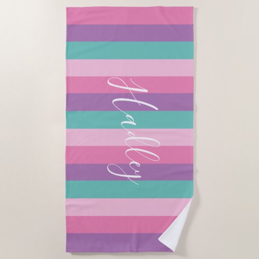 Einfache Script Strip Rainbow Kids Strandtuch (Vorderseite)