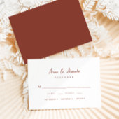 Einfache Script Terracotta Wedding RSVP Karte