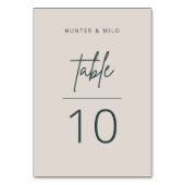 Einfache Script-Tischnummer Hochzeitszeichen Tischnummer (Vorderseite)