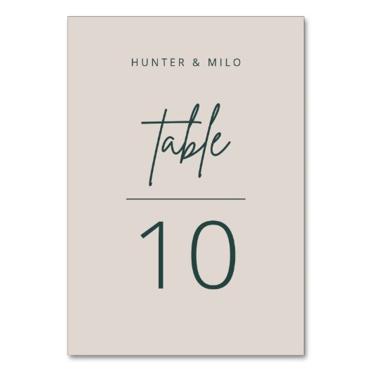 Einfache Script-Tischnummer Hochzeitszeichen Tischnummer (Vorderseite)