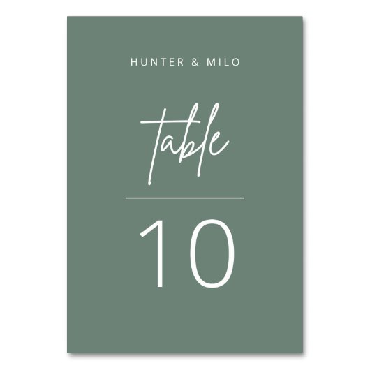 Einfache Script-Tischnummer Hochzeitszeichen Tischnummer (Vorderseite)