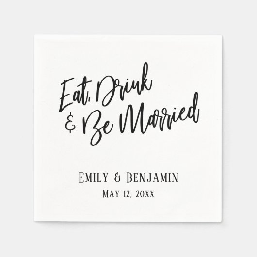 Einfache Script Typografie essen, trinken und Verh Serviette (Vorderseite)