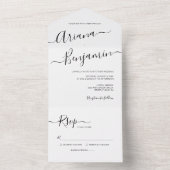 Einfache Script Typografie Schwarz-Weiß-Hochzeit A All In One Einladung (Innen Boden)