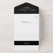 Einfache Script Typografie Schwarz-Weiß-Hochzeit All In One Einladung (Außenbereich)