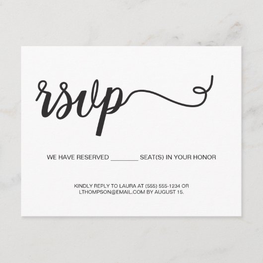 Einfache Script-UAWG - Sitzplatz reserviert Begleitkarte (Vorderseite)