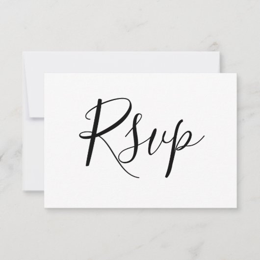Einfache Script-UAWG-White-Cards für Hochzeiten RSVP Karte (Vorderseite)