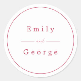 Einfache Script Viva Magenta Moderne Hochzeit Runder Aufkleber