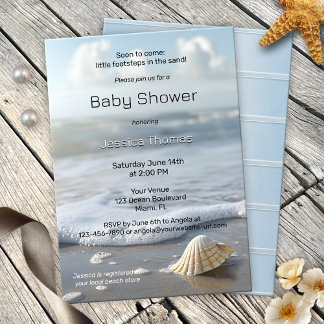 Einfache Seashell Beach Baby Dusche Einladung