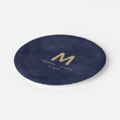 Einfache Seewasserfarbe und Goldhochzeit Pappteller (Schrägansicht)