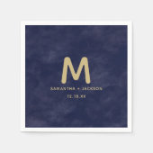 Einfache Seewasserfarbe und Goldhochzeit Serviette (Vorderseite)