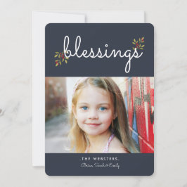Einfache Segnung Weihnachts-Fotokarte | Blau Feiertagskarte