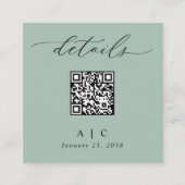 Einfache Seite Green QR Code Hochzeitdetails Begleitkarte (Vorderseite)