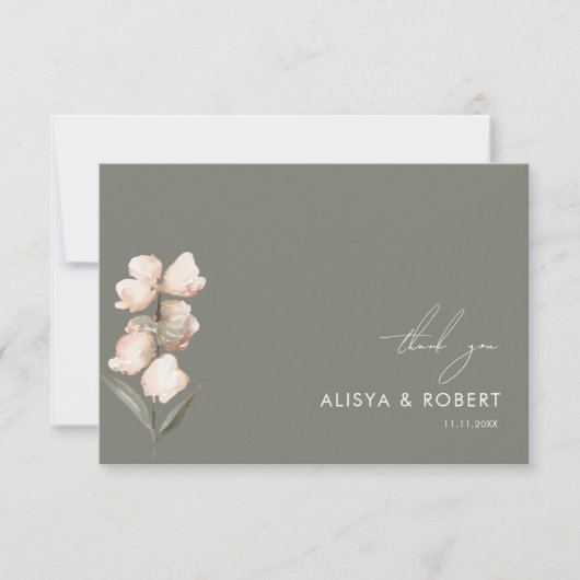 Einfache Seite Green Simple Wedding Dankeschön Kar Dankeskarte (Vorderseite)