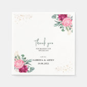 Einfache Seite Grün | Blush Pink Floral Wedding Serviette (Vorderseite)