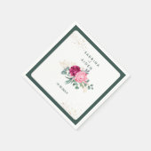 Einfache Seite Grün | Blush Pink Floral Wedding Serviette (Ecke)