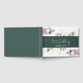 Einfache Seite Grün | Blütenrosa Blumenhochzeit Gästebuch (Voll)