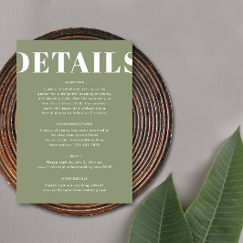Einfache Seite Grün fett Moderne Hochzeitsdetails Begleitkarte