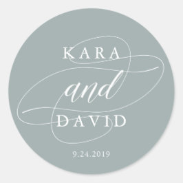 Einfache Seite Grün | Hochzeit Runder Aufkleber