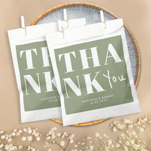 Einfache Seite Grün kühne Chic Danke Hochzeit Geschenktütchen