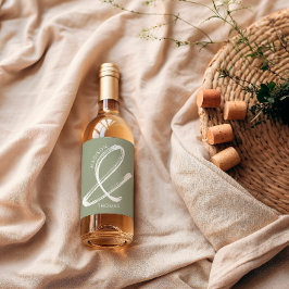 Einfache Seite Grün Minimalistisch Moderne Hochzei Weinetikett