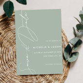 Einfache Seite Grün Moderne Skripthochzeit Save The Date