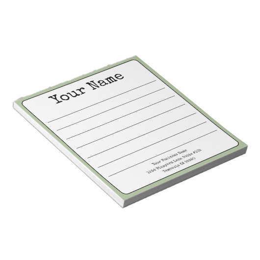 Einfache Seite Grün Retro Fügen Sie Ihren Namen al Notizblock (angewinkelt)