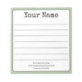 Einfache Seite Grün Retro Fügen Sie Ihren Namen al Notizblock (Vorderseite)